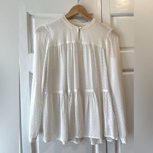 Club Monaco White French Dot Blouse